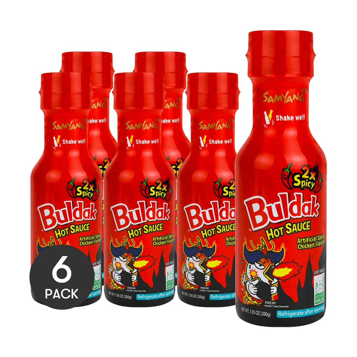 [6 paquetes] 2 fideos picantes Buldak, salsa de pollo caliente, 200g, 200,00g