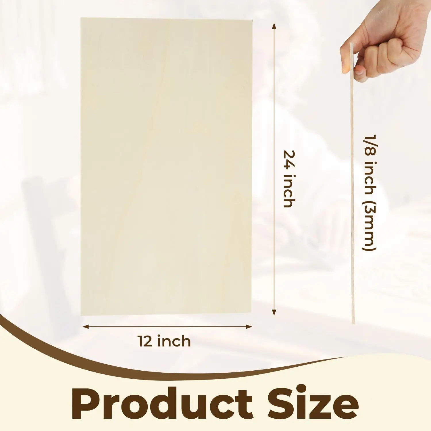 Pacote com 12 Folhas de Madeira Basswood 12x24x1/8 Polegadas, 3mm para Corte e Gravação a Laser, Modelos DIY