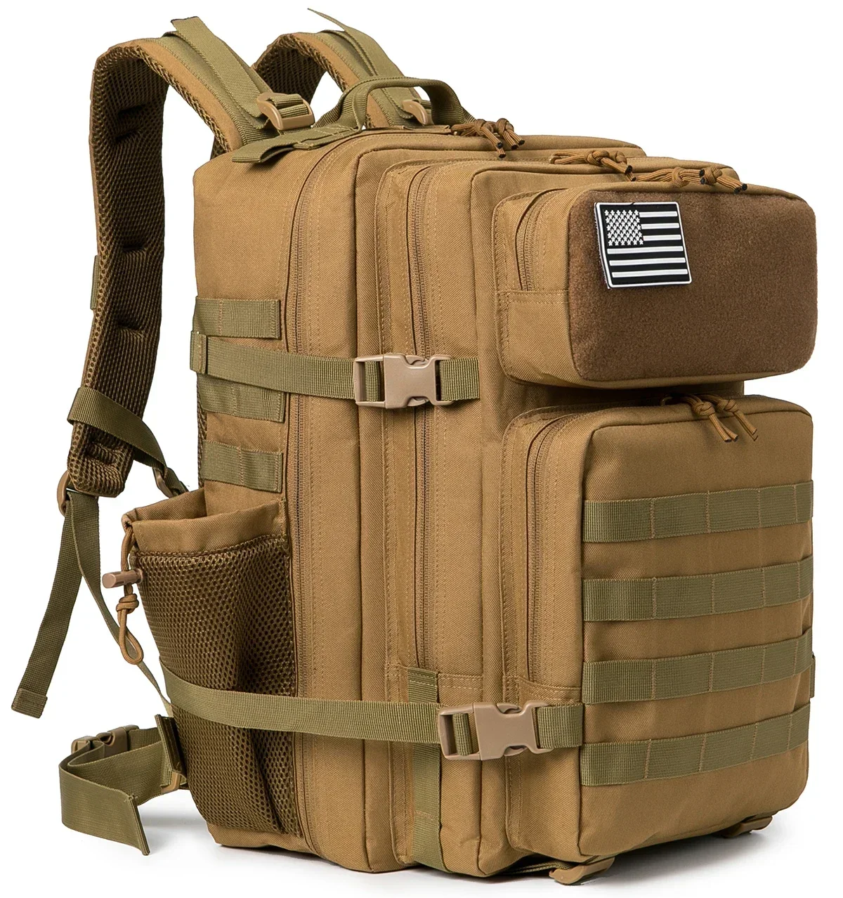 45L Large Capacity Tactical Gym Backpack Sports Backpack with Dual Water Bottle Cup Holders Outdoor Camping Fitness Gear Storage Backpack for Workout Training Hiking Trekking Travel Sports EDC Daily Carry Fitness Enthusiast Backpack Bag