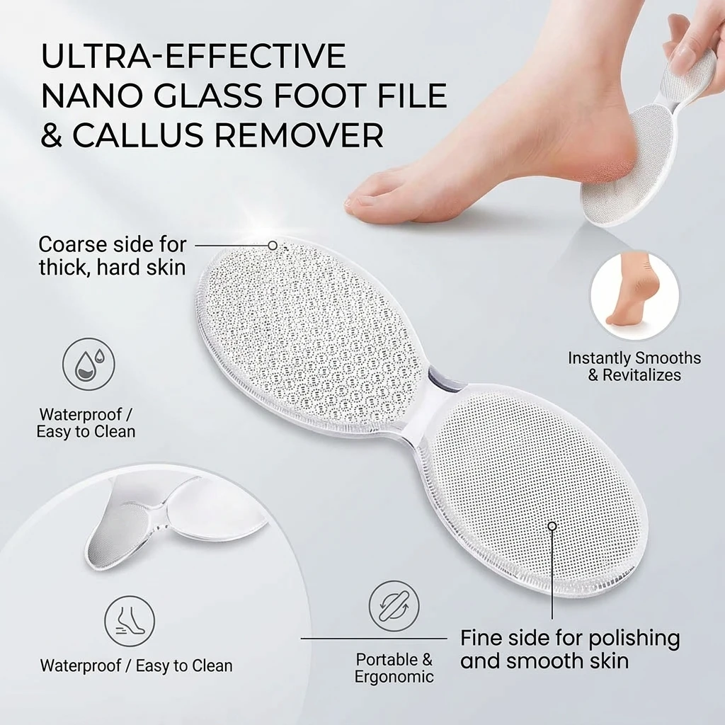 Nano Glass Foot Scrubber Exfoliate Pedicure Remover Hard Dead Skin Peeling Plate File - Pedicure Tools for Smooth Feet