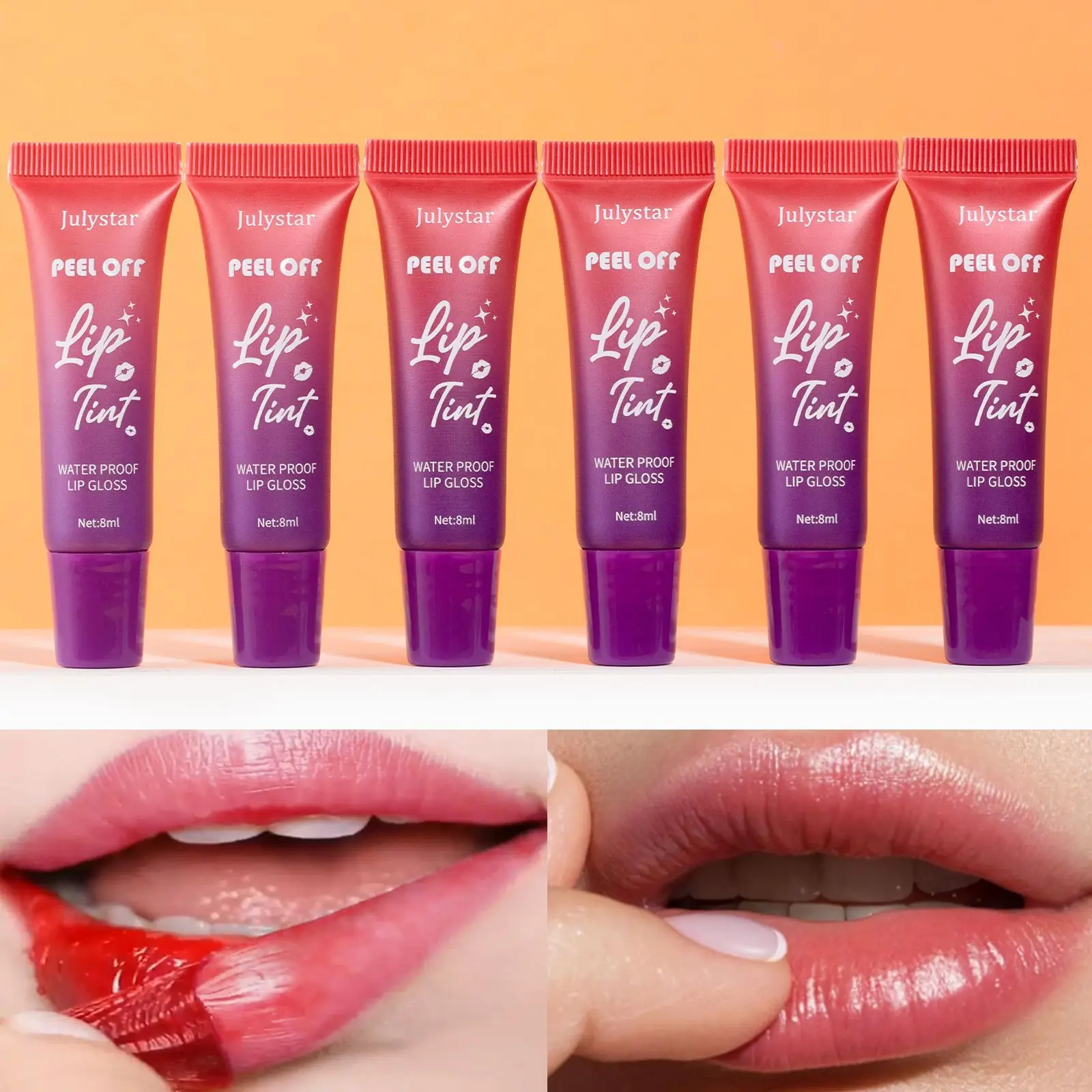 6 kleuren Afscheuren Lip Glazuur Fruitige Matte Vloeibare Lipstick Tint Kleur Dye Waterdichte Lip Vlek Blijvende Make-Up Peel Off Cosmetica