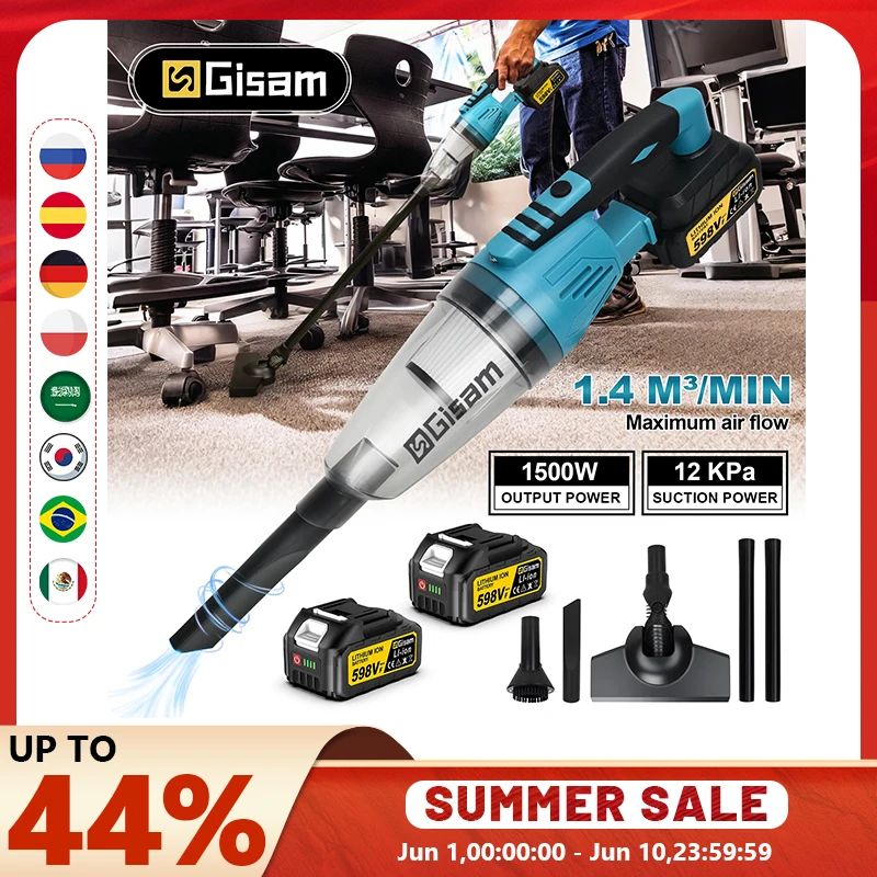Aspirateur sans fil portatif Gisam, aspirateur sans fil pour la maison et la voiture, outil électrique portable pour batterie Makita 18v