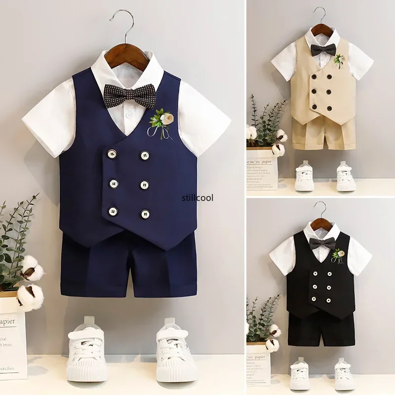 

Formal Boy Suit Summer 2024 Gentleman Wedding Costumes for Children Piano Performance Blazers Set 2 To 12 Y Kids School Uniform