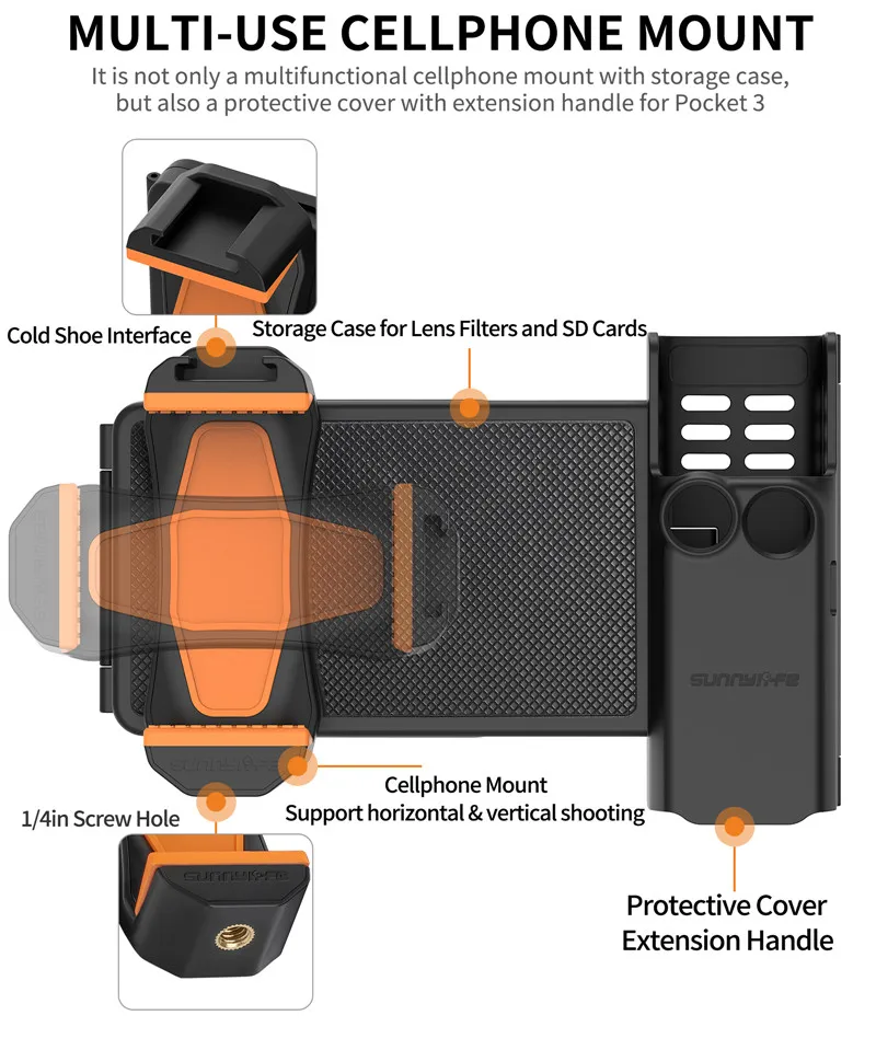 DJI Osmo Pocket 3用スマホ拡張ホルダー、DJI Pocket 3/4用