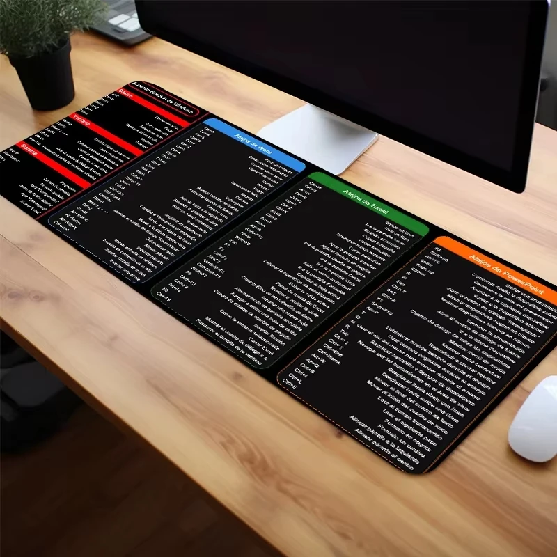 Spanish Shortcut Mouse Pad Desk Mat Office Software Excel Shortcuts Mousepad with Personalized Design Extended By Office Users