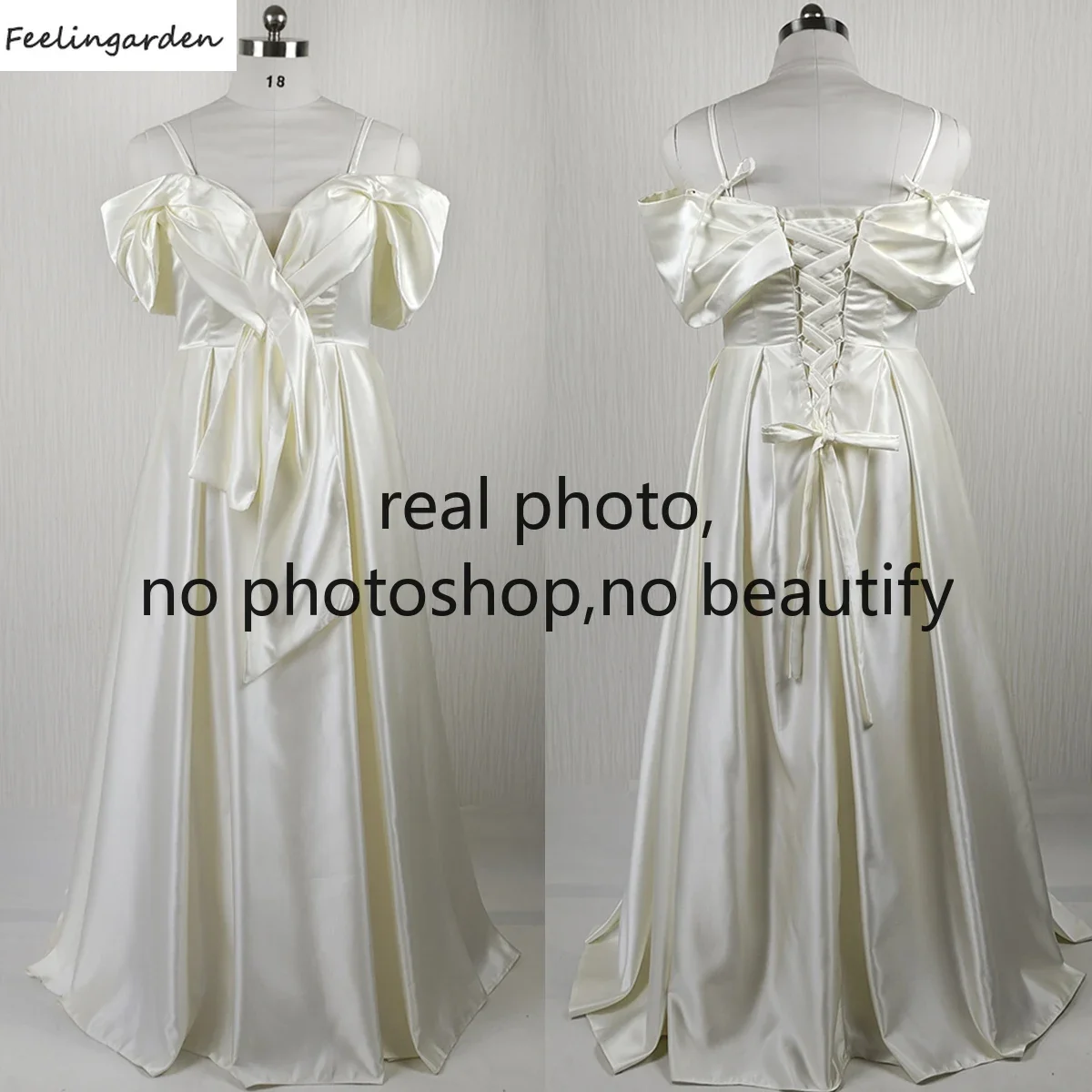 

Feelingarden вечерние платья с настоящими фотографиями по индивидуальному заказу, атласные с открытыми плечами, трапециевидной формы длиной до пола, большие размеры, женские вечерние вечерние платья