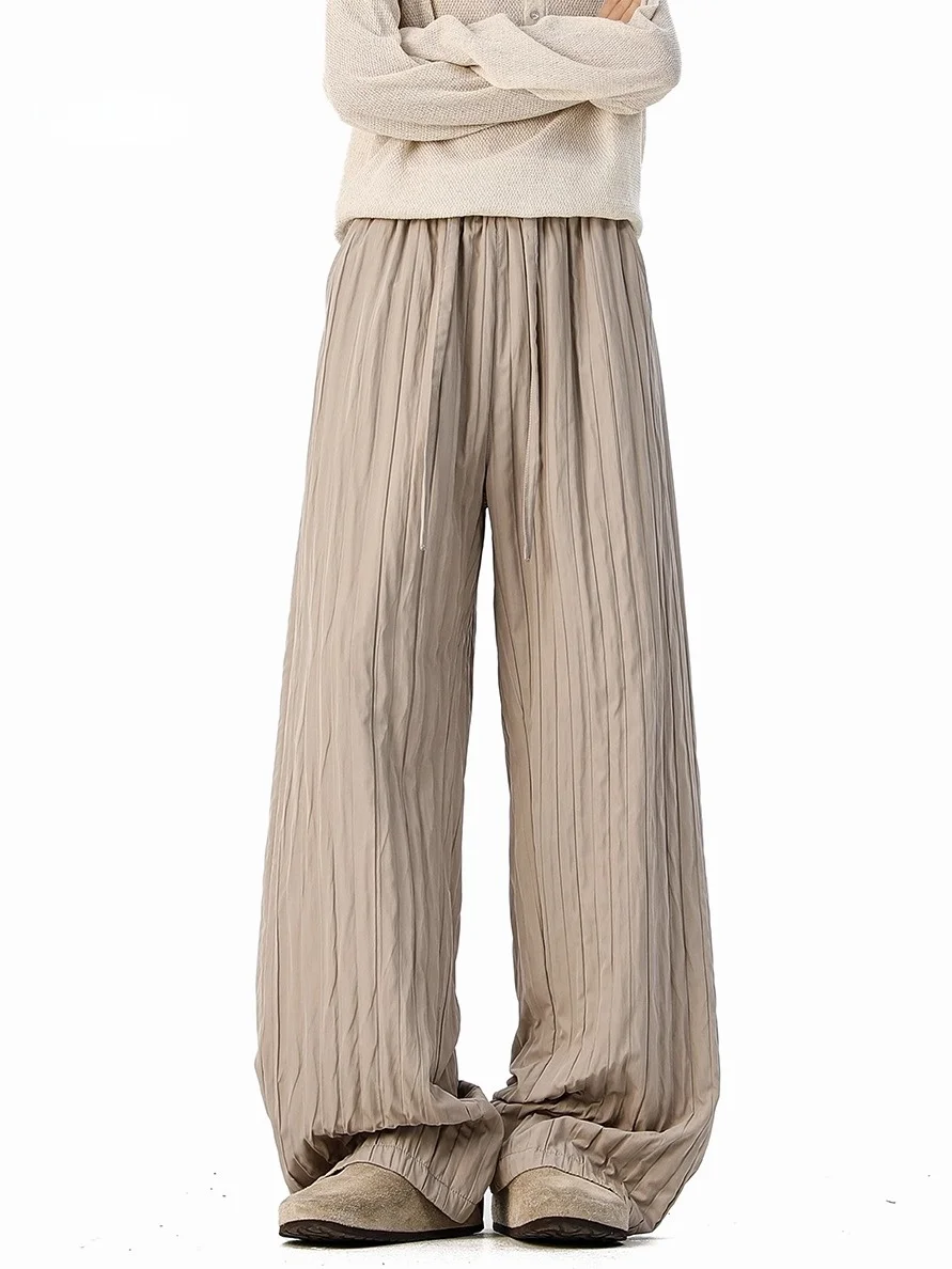 Loose Straight Leg Casual Pants Men's Autumn High Waist Pleated Drapey Versatile Wide Leg Sakamoto Pants Comfortable Fit