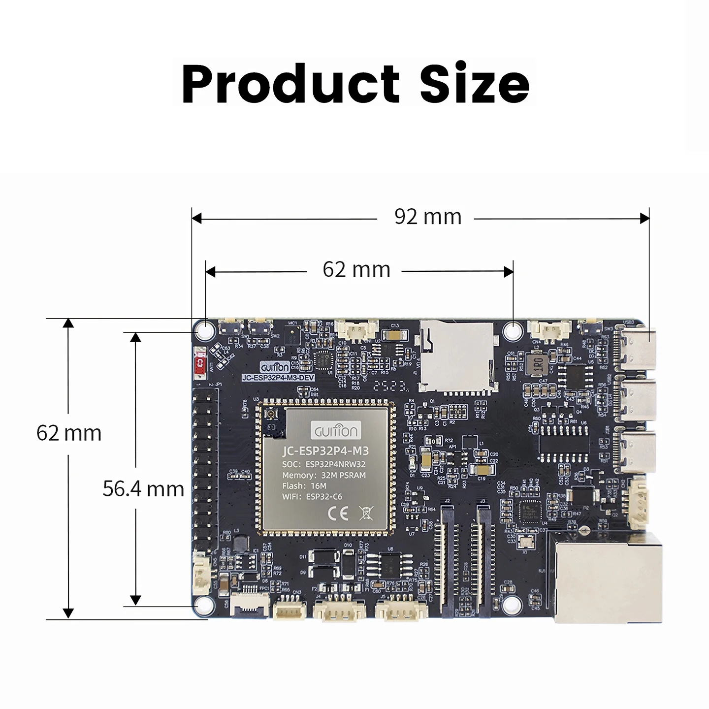 ESP32-P4-Module Development Board Base On ESP32-P4 & ESP32-C6 32M PSRAM 16M Flash WiFi 6 BT5 RJ45 MIPI DSI CSI USB OTG Interface