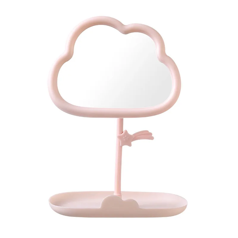 

Vanity Mirror with Tray Cloud Shaped Makeup Mirror Desktop Dresser Jewelry Princess Mirror with Storage Tray