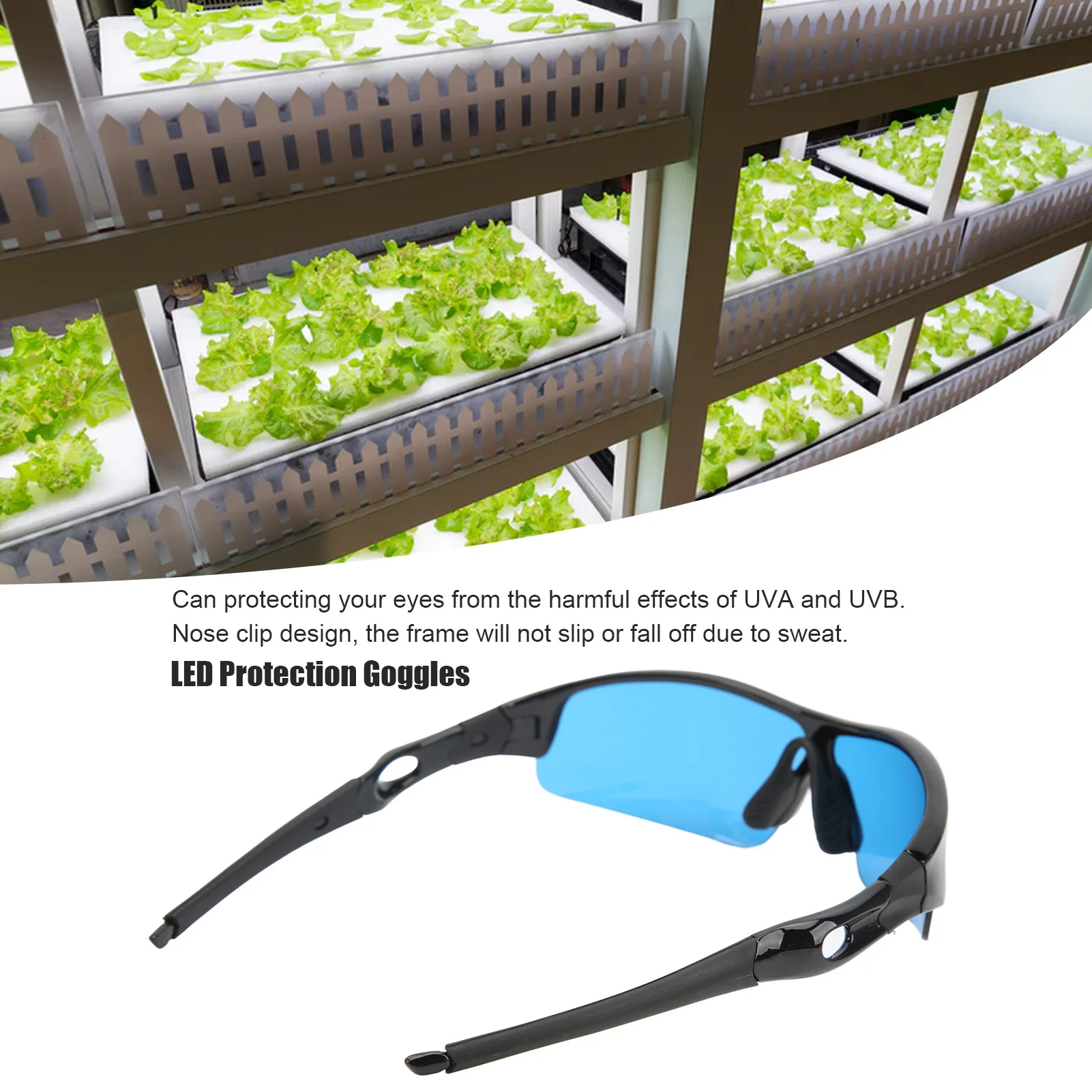 Óculos UV de proteção para trabalhar, Grow Room Glasses, Iluminação HPS, Proteção contra luz LED, Azul, ZK30