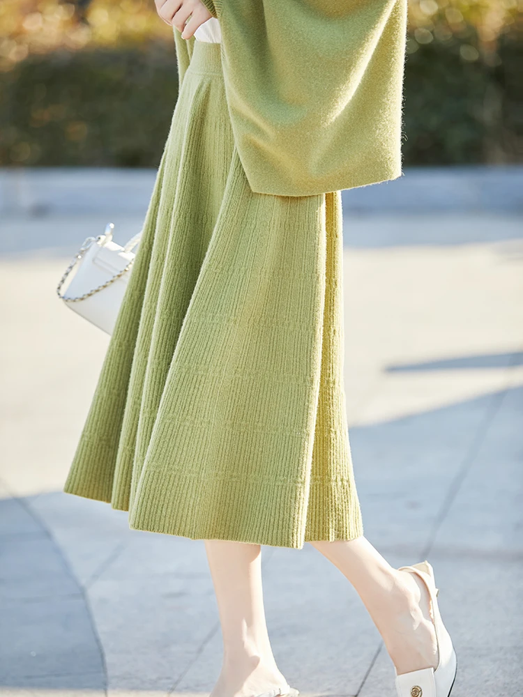 

Новая женская длинная плиссированная юбка Choice: весна-осень-зима, базовая модель, 100% мериносовая шерсть, трикотаж, для офиса, модная