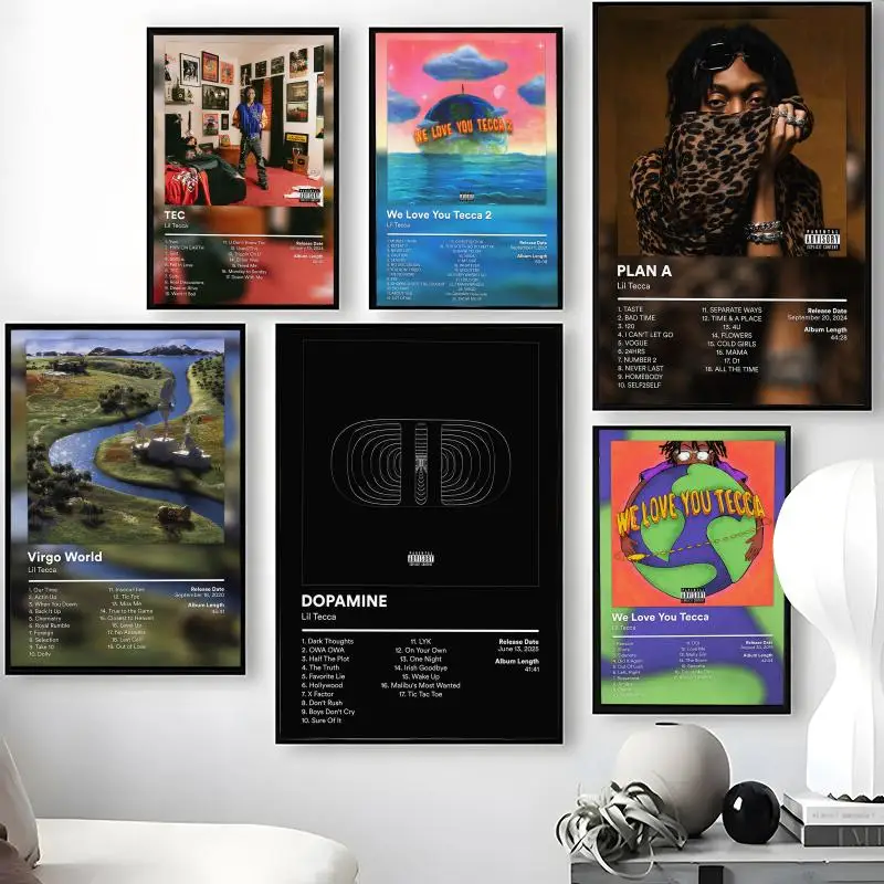 L-Lil T-Tecca Poster, wasserfeste, selbstklebende Wandkunst-Aufkleber, abnehmbare Wanddekoration für Wohnzimmer und Schlafzimmer