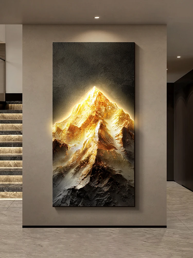 Lâmpada de parede LED Sunshine Golden Mountain para entrada, efeito tridimensional e sofisticado, lâmpada mural de corredor e passagem