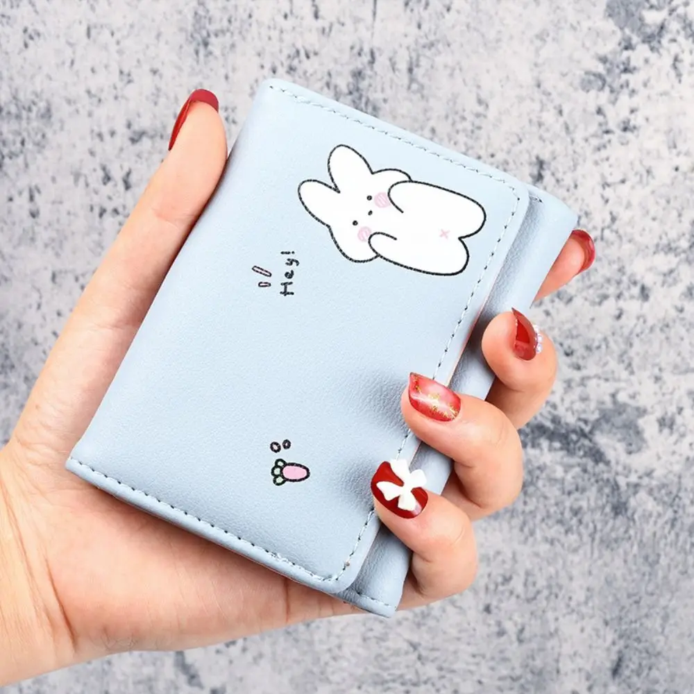 Women Short Cute Small Wallets Student Triple Fold Card Holder Girl ID Bag Card Holder Coin Purse Ladies Wallets Cartoon Bags