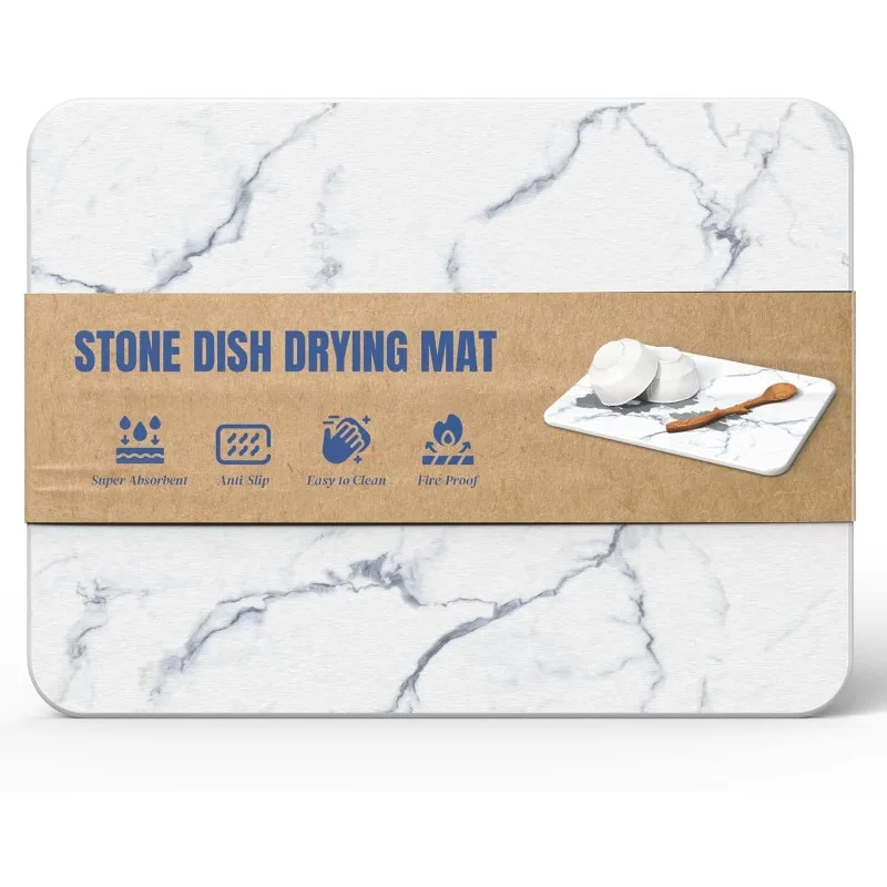 

Quick Dry Stone Drying Mat for Kitchen Counter, Water-Absorbent Diatomaceous Dish Drying Mats, Multi-Purpose Stone Drying Tray