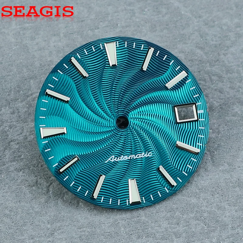 ساعة SEAGIS متعددة الألوان بمينا Guilloche 28.5 ملم NH35/36 حركة أزرق لوم بدون شعار ساعة فاخرة