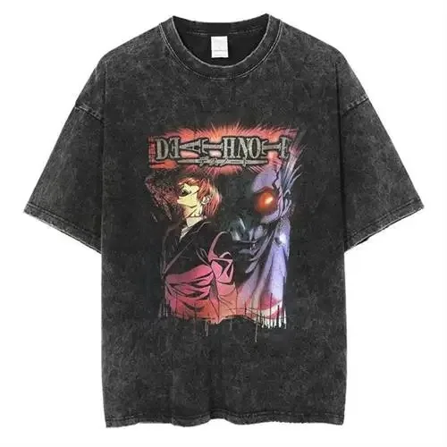 

Men's Clothing Japanese Tshirt Anime Vintage T-shirt Death Note Washed T Shirt Tops T-shirt Y2k Clothes Short Sleeve