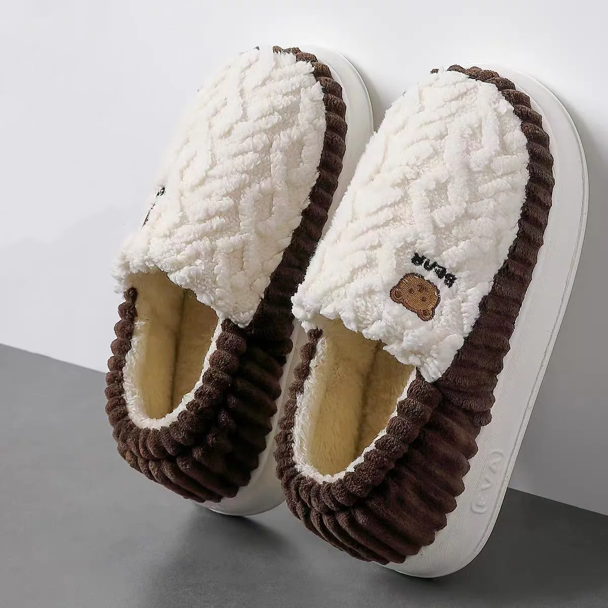 Men Warm Shoes Indoor Concise Winter Plush Flats Non-slip Women Home Fluffy Slippers Thick Sole Couple Soft Furry Footwear - Image 2