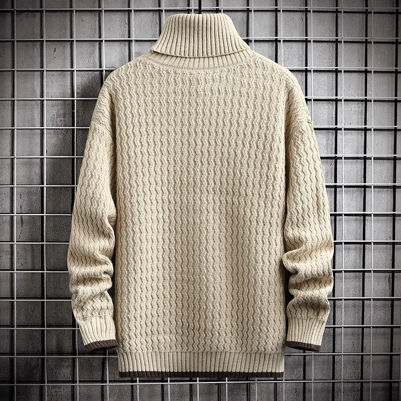 4XL-M Winter Mens Turtleneck Sweater Trend Thick Bottoming Sweater Men Solid Color Casual Jumper Sweater Male Warm Pullovers