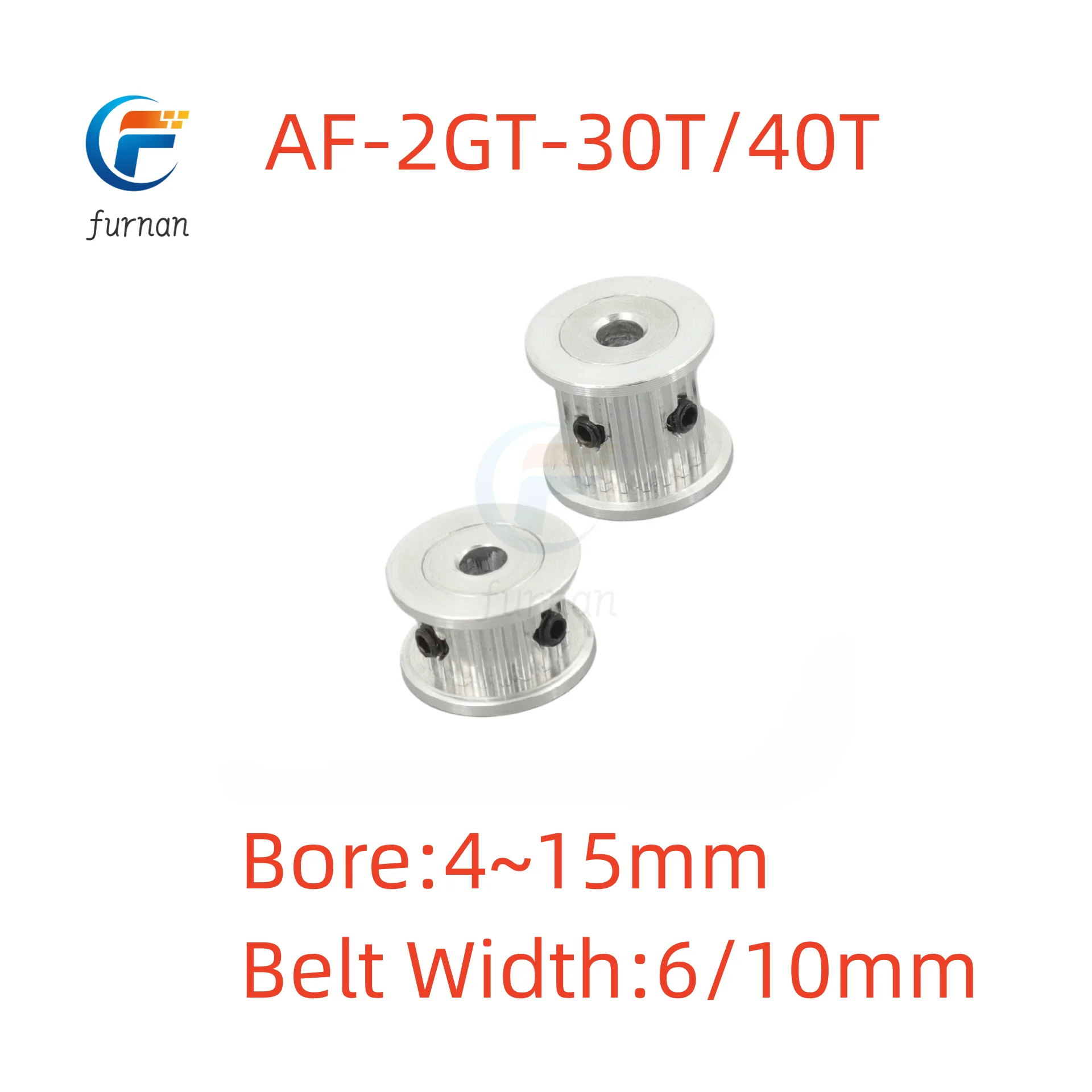 

30T/40T 2GT Timing Pulley Bore 4~15mm for Width 6/10mm GT2 Synchronous Belt 3D Printer CNC Parts AF Type Pitch 2mm