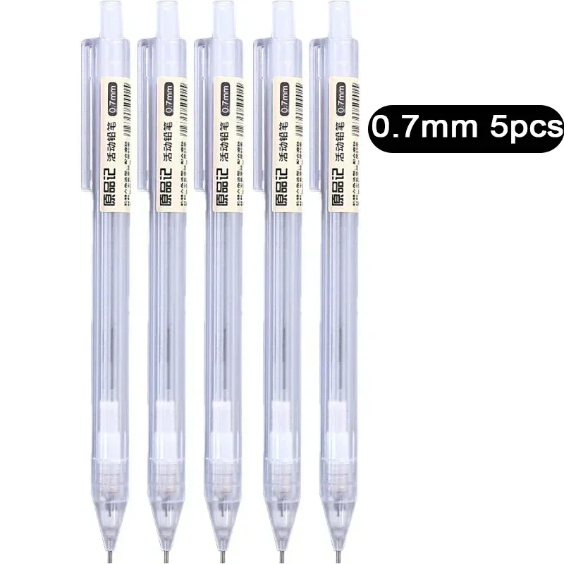 5-Pack White Mechanical Pencils 0.5/0.7mm