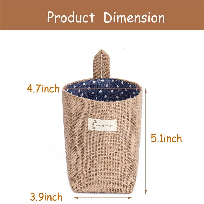 Storage Bag Wall Hang Behind The Door Organizer Linen Pocket  Used For Cosmetics Stationery Wardrobe Flowerpot Decoration Basket