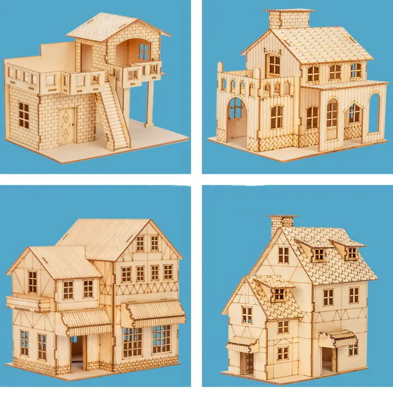 1:50 scala edificio in miniatura casa prefabbricata cabina in legno Kit modello di assemblaggio fai da te materiale architettonico costruttore in legno