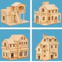 1:50 Scale Miniature Building Prefabricated House Wooden Cabin DIY Assembly Model Kit Wooden Constructor Architecture Material