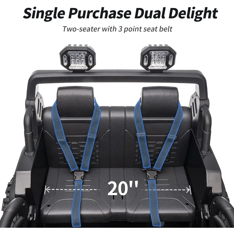 2 Seater Ride on Car Truck 12V Electric Ride on Toy for Big Age 3-8 w/Remote Control- Black