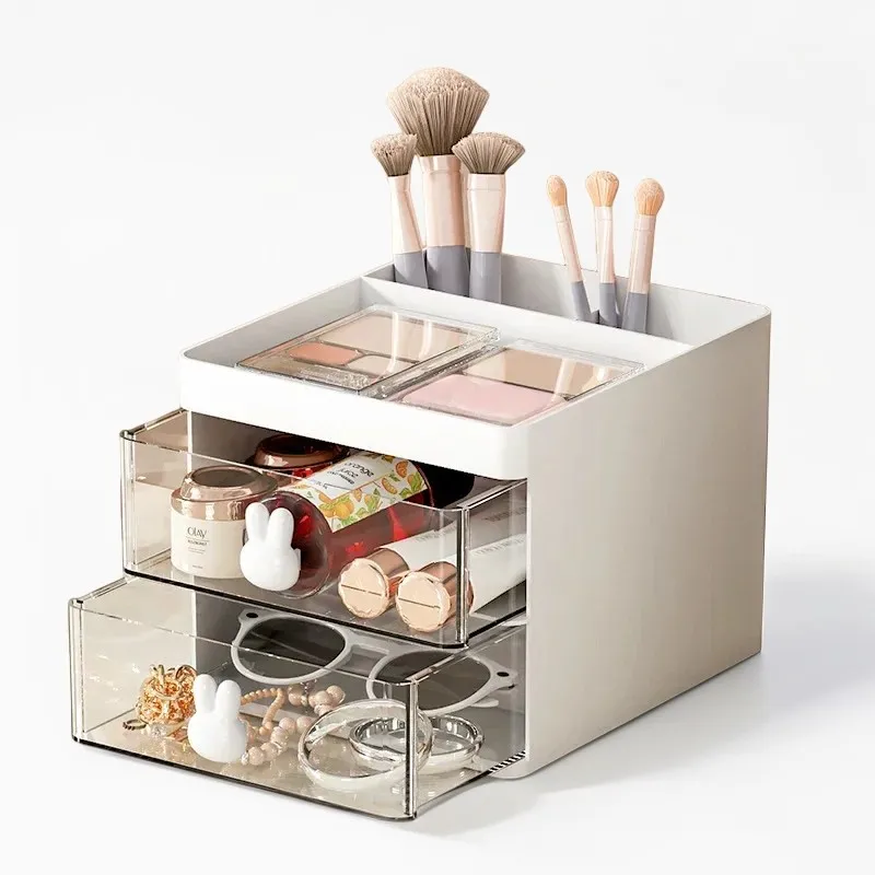 Large Capacity Makeup Organizer Storage Box with Drawers Cosmetics and Office Stationery Holder Convenient Containers