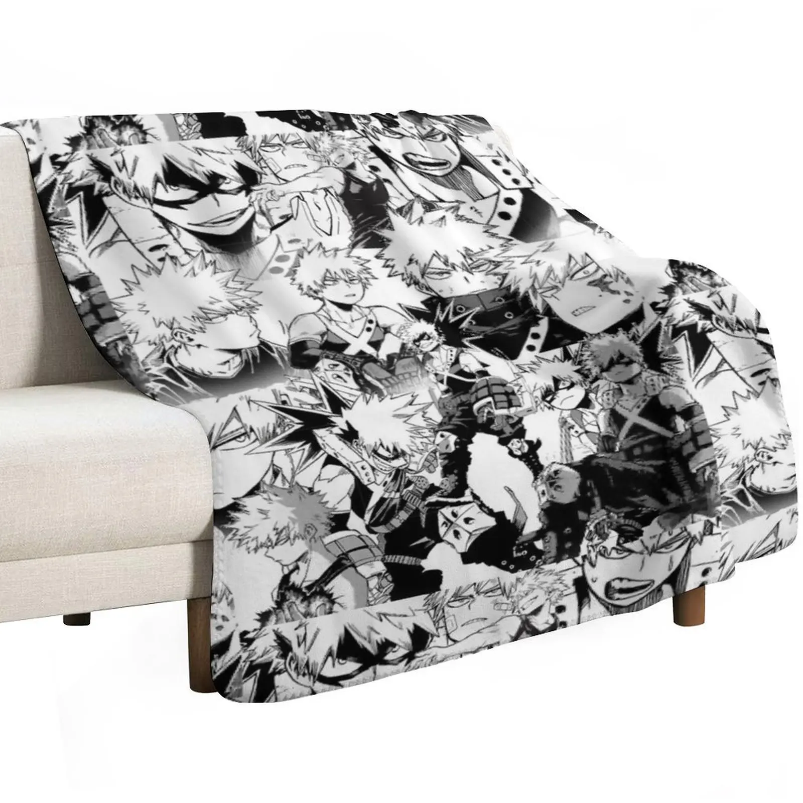 Bakugou Katsuki collage - BNHA Throw Blanket Personalized Gift Comforter Plush Bed Multi-Purpose Soft Plush Plaid Blankets