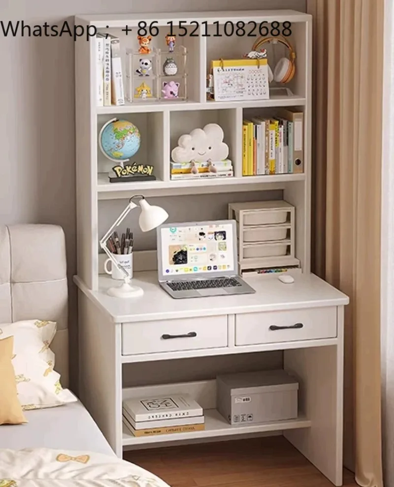 LLY desk bookshelf integrated small apartment computer desk desktop home against the wall narrow bedroom study writing desk