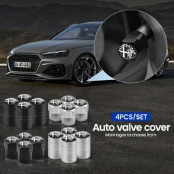 4Pcs Car Wheel Tire Valve Stem Cap Airdust Waterproof Cover For Alfa Romeo Sportiva 156 Stelvio Giulia Giulietta 147 159 GT