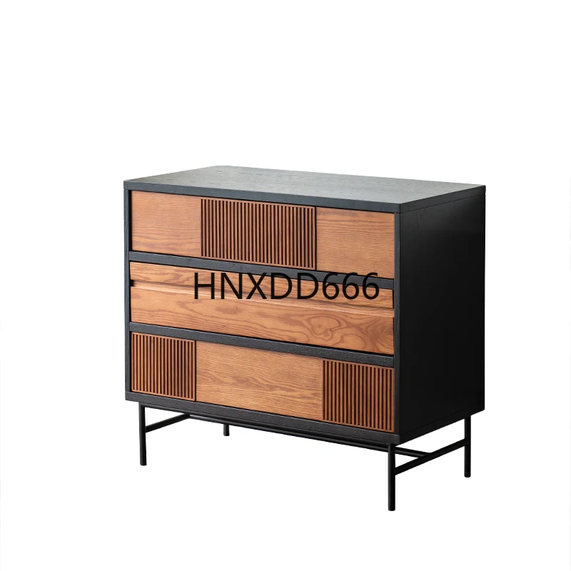 

Color matching three-bucket cabinet black oak locker