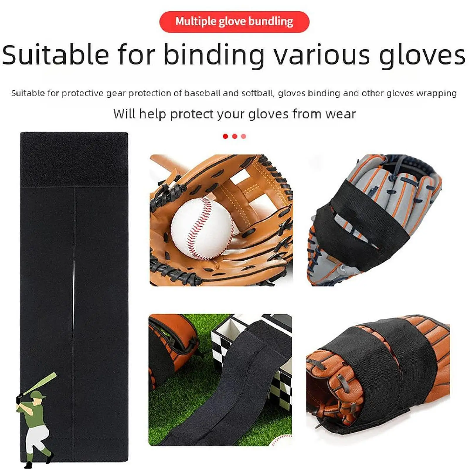 

Adjustable Elastic Baseball Glove Wrap Band Softball Glove Strap Storage Tool for Baseball Practice and Training