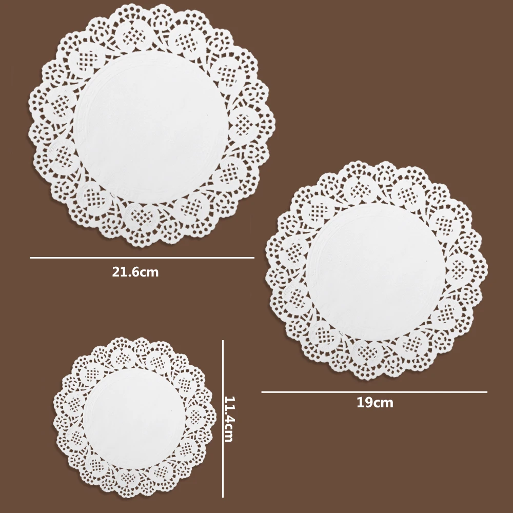 Bakeware for Plates Paper Doilies White Round Shape Lace Cake Mat Coaster Placemat Design Birthday Wedding Gift Table Oilpaper