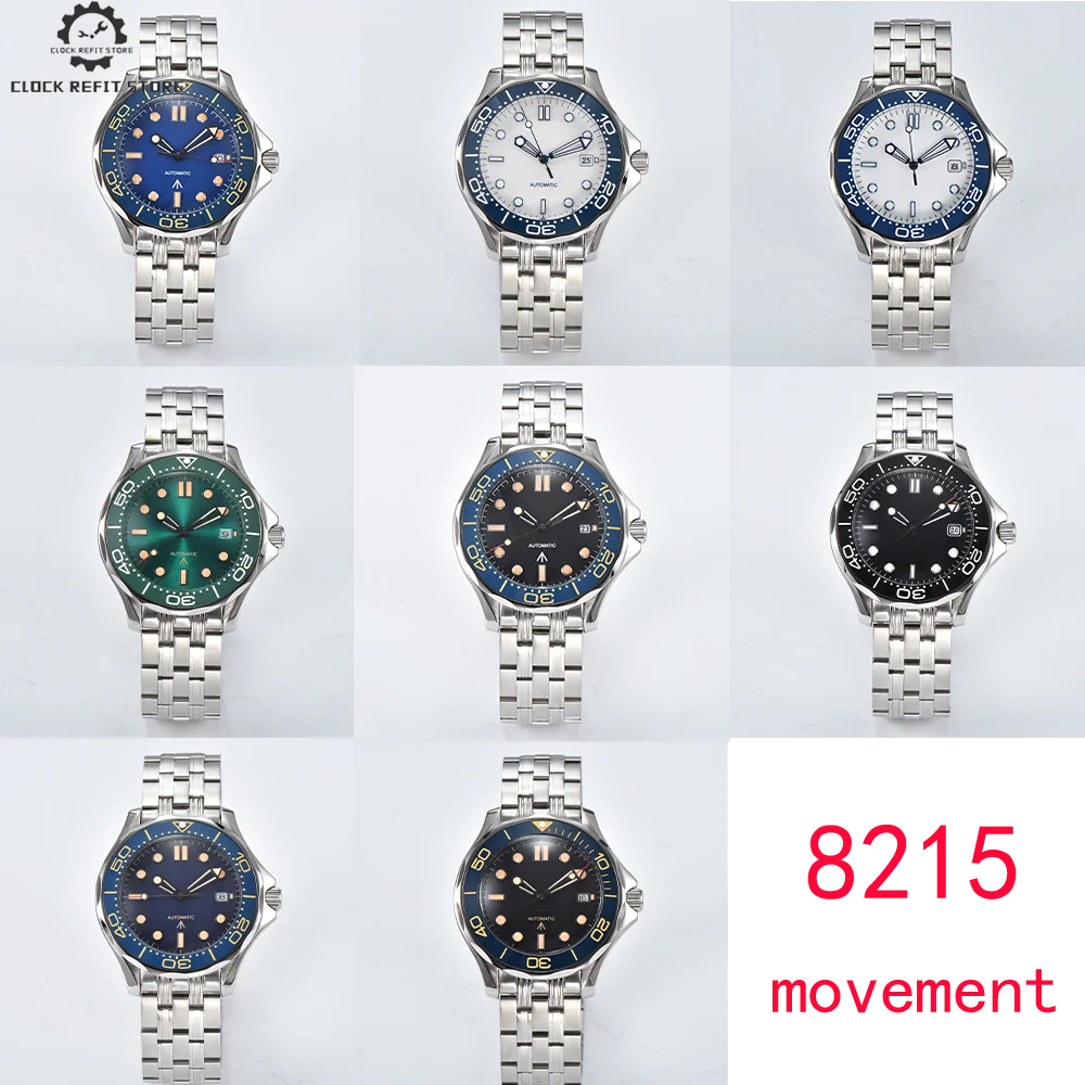 

The latest eight models 8215 men's automatic mechanical watch, stainless steel case and strap, business, transparent back