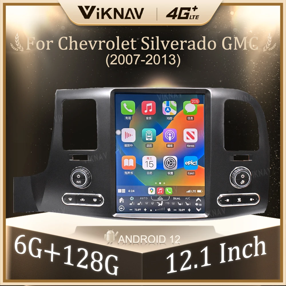 12.1 Inch Android 12 Car Radio For Chevrolet Silverado GMC 2007-2013 GPS Navigation Carplay Multimedia Video player Head Unit