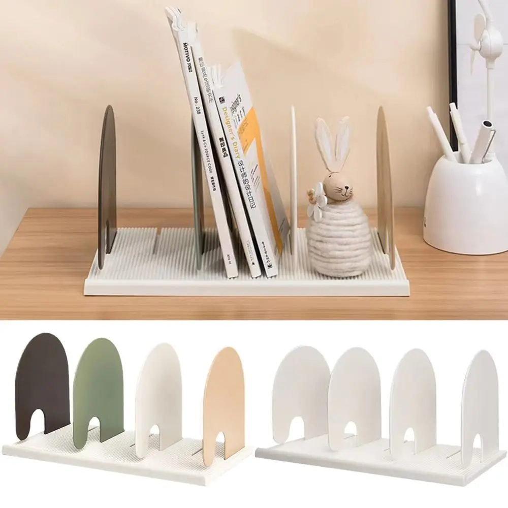 

Non-Skid Adjustable Bookends Stable Base Smooth Edge Simple Book Holder Sturdy Space-saving Plastic Desktop Bookshelf