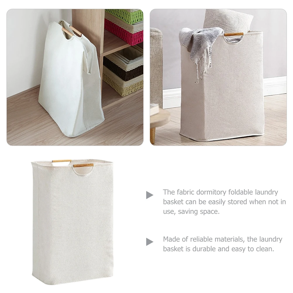 

Foldable Laundry Basket Hamper Large Capacity Clothes Organizer Beige Fabric Dorm Room Space Saving Multi Purpose