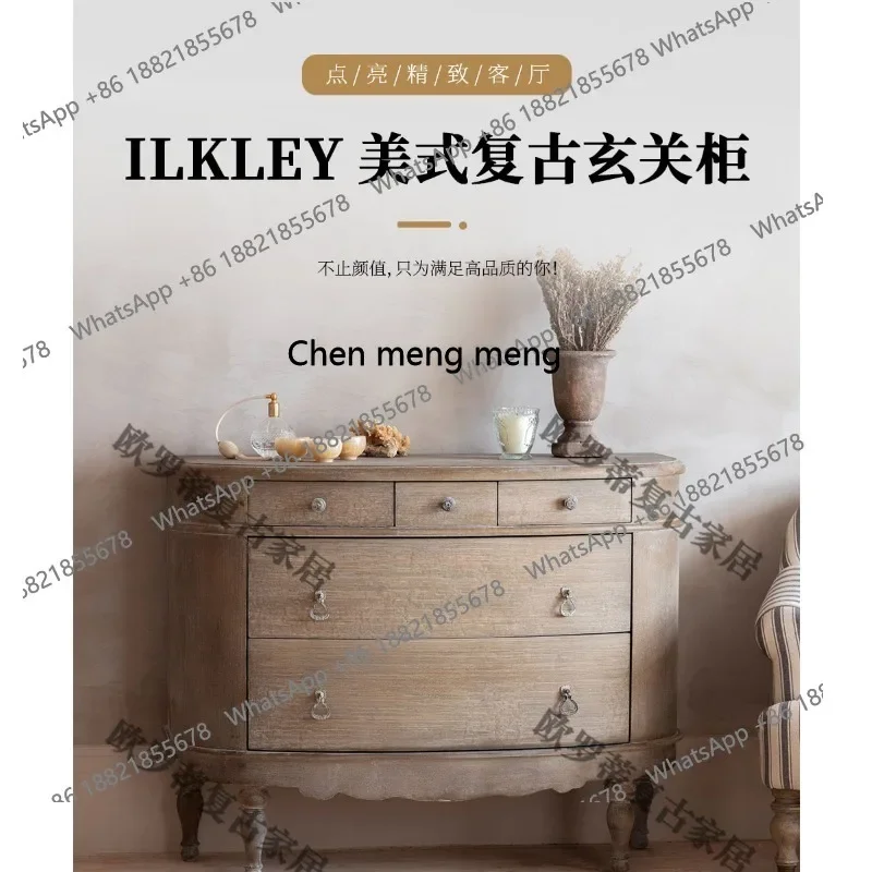 C88 البلد الأمريكي الصلبة الخشب الصدر خزانة تخزين صغيرة خزانة تخزين منزلية فرنسية بجانب السرير #4