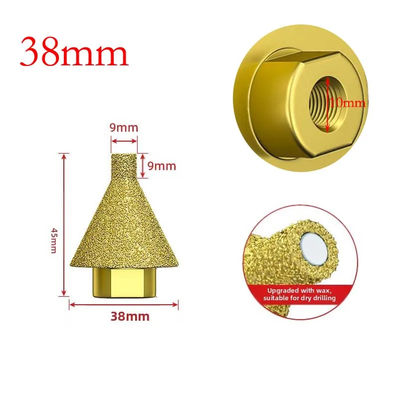 

1/2 шт., 38/50 мм, резьба M10, фаски, фаски, зенковки, конус, резьба, полировка, шлифовальный круг для стеклянной фарфоровой плитки
