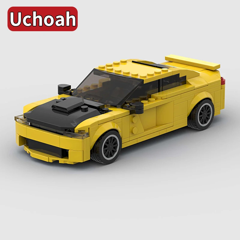 MOC Challenger Hellcat 300-399 Желтый спортивный автомобиль Гоночная модель Детские образовательные строительные блоки в сборе Праздничный подарок