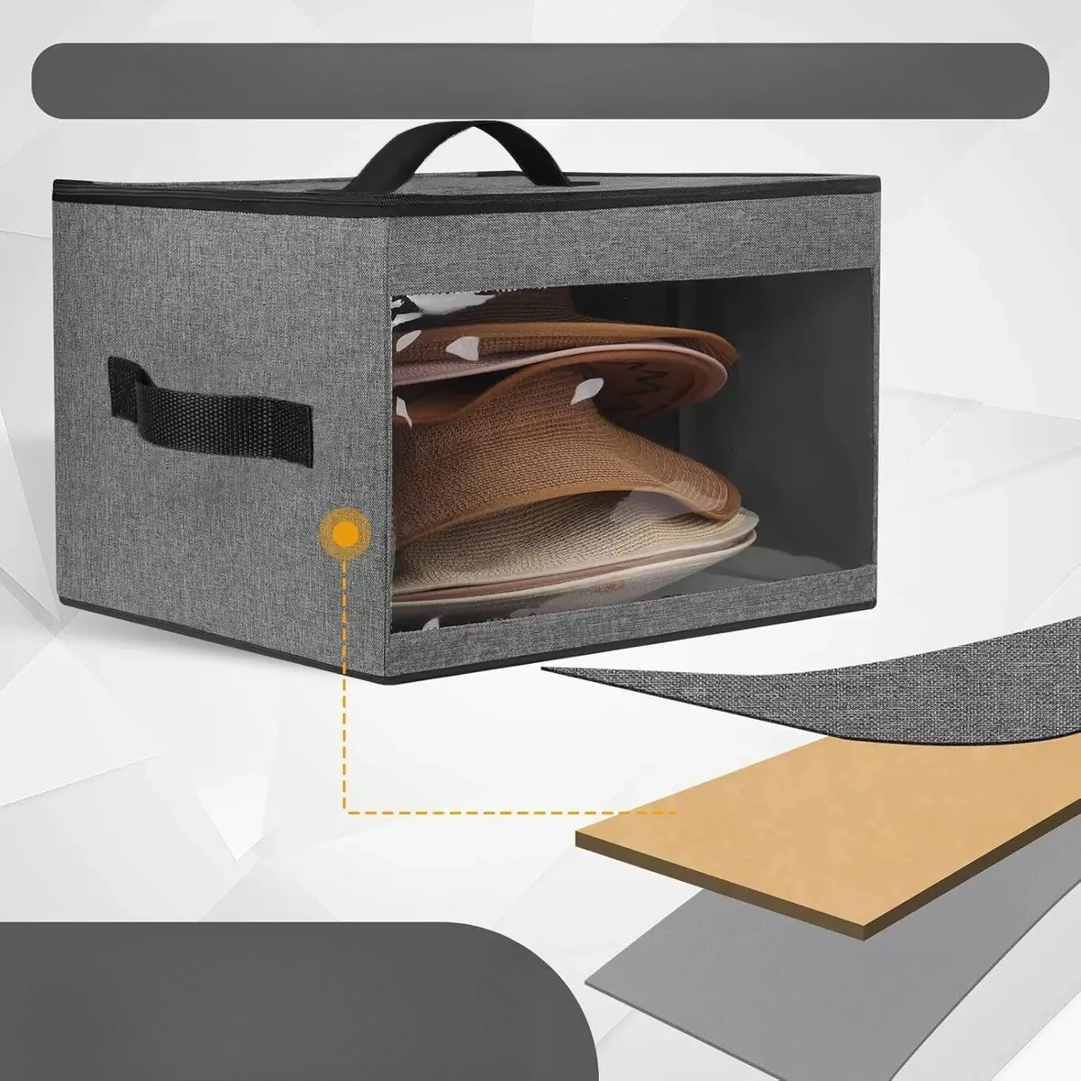Travel Hat Storage Box Visual Foldable Square Storage Box Portable Shoulder Dust-proof Finishing Box Clear Window Organizer Bag