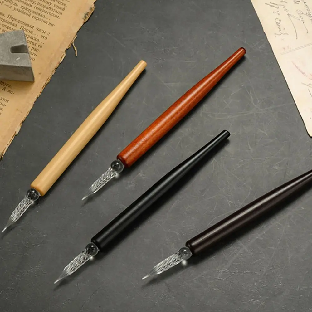 1pcs Multi-functional Wooden Rod Dip Pen Vintage Dipped Ink English Pen Signature Pen Students