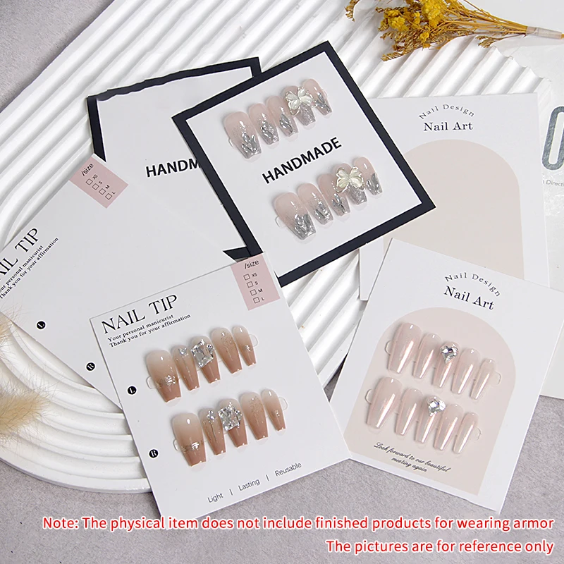 10Pcs Nail Display Cardboard Fake Nails Card Handmade For Press On Nails PhotographProps Manicure Sample Display Salon