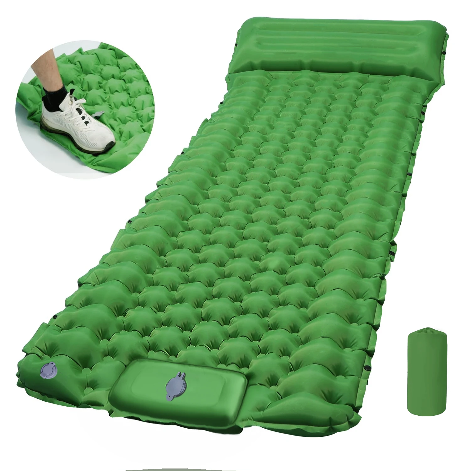 

Outdoor Camping Inflatable Mattress Sleeping Pad With Pillows Ultralight Air Mat Built In Inflator Pump Hiking
