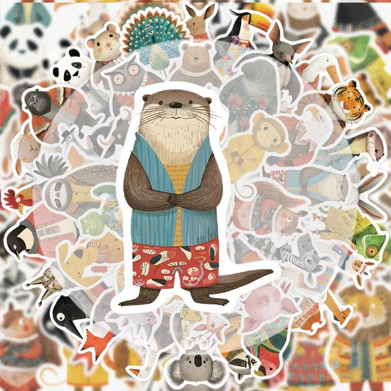 55 Pieces of Animal Stickers, Vibrant Stickers and Decals, Multiple Styles Without Duplication, Suitable for Water Bottles, Laptops, Suitcases, Skateboards, Guitars, Party Decorations