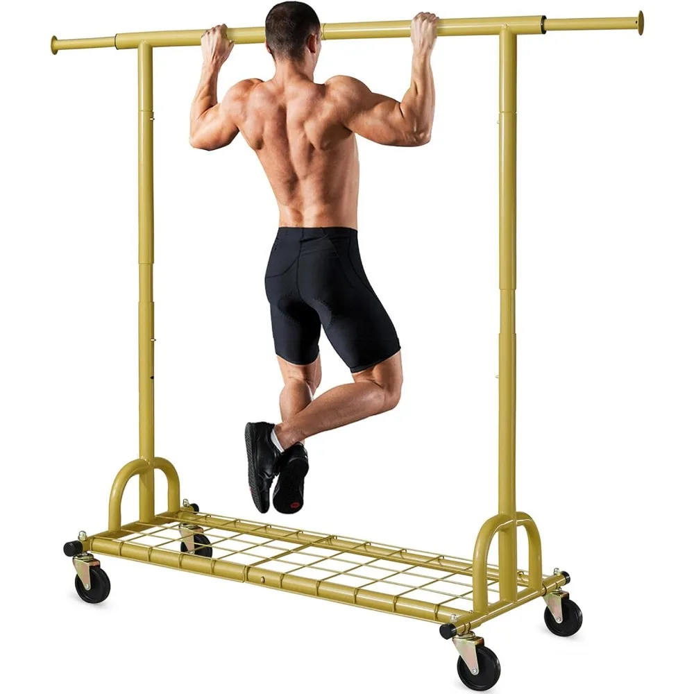 

Clothing Rack Gold Clothes Rack Heavy Duty Garment Rack for Hanging Clothes 525LBS Commercial Clothing Racks with Wheels
