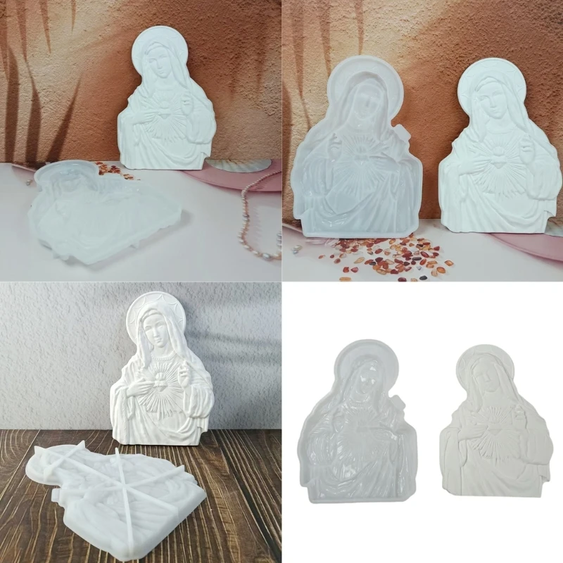 

Religious Immaculate Heart Mother Sculpture Silicones Mold For Catholic Wall Art And Decorative Epoxy Resins Craft Gift D2RD